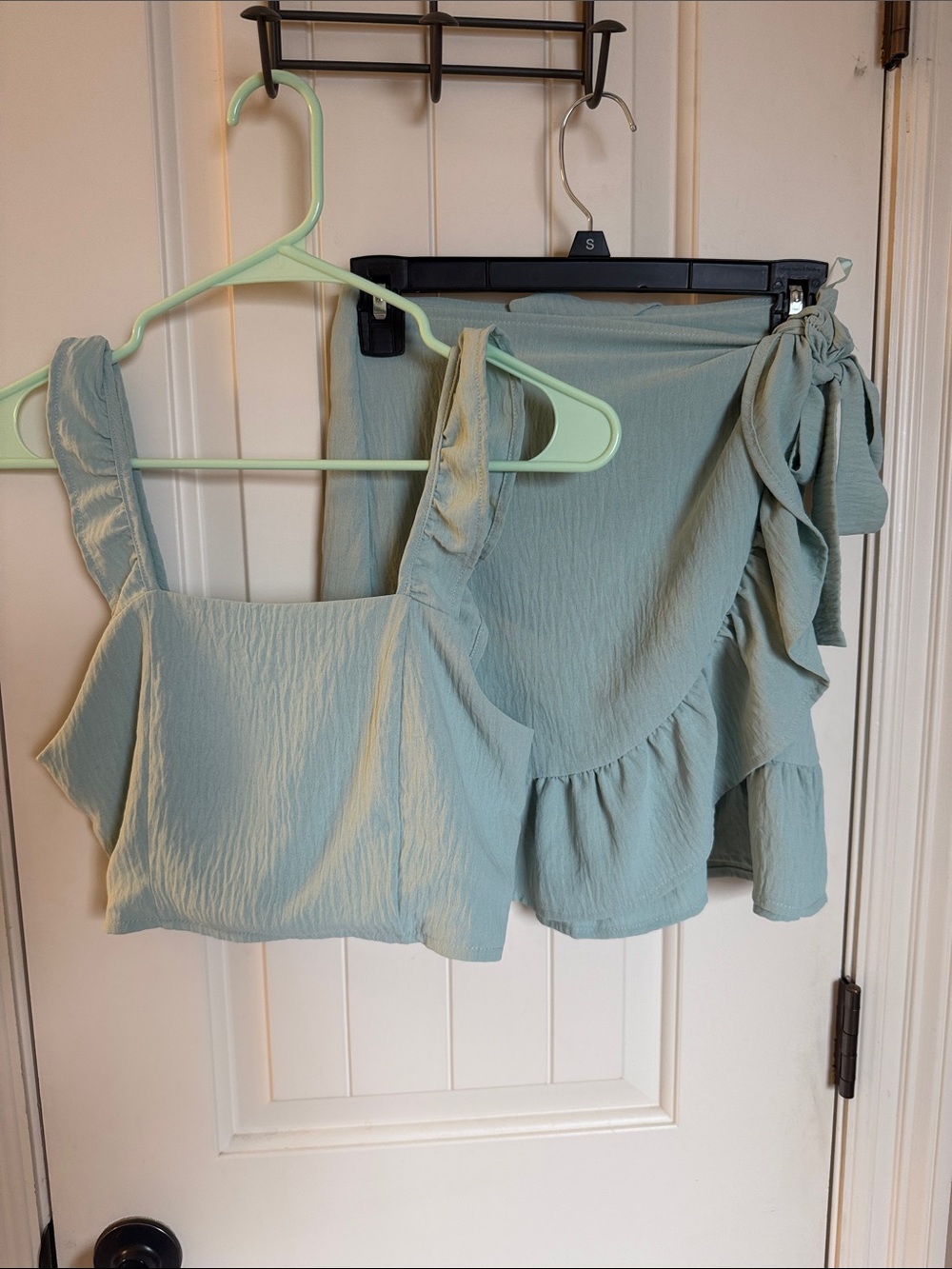Pink Lily Sage Green Two-Piece Set with Ruffle Skirt